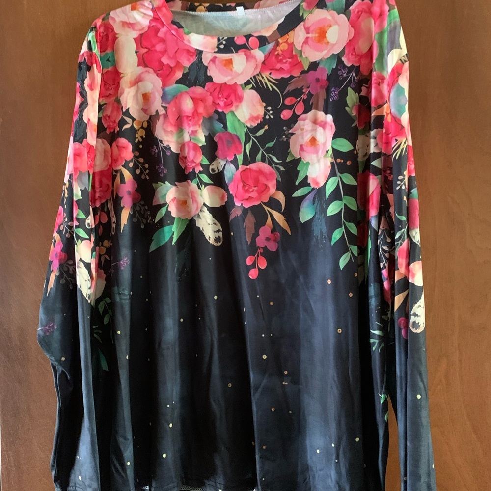 Floral Black and Pink Women's Top